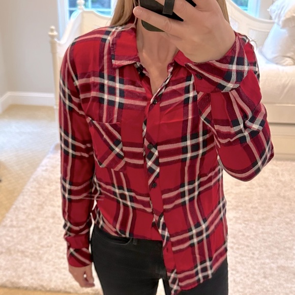 Rails button down shirt. Red/black/white plaid. Size small - Picture 4 of 5